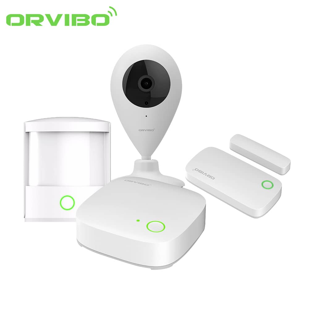 Biztonsági Rendszer Készlet Orvibo 5 az 1-ben, Mini Hub ZigBee protokoll, Ajtóérzékelők, PIR, Videokamera — imaginea 1
