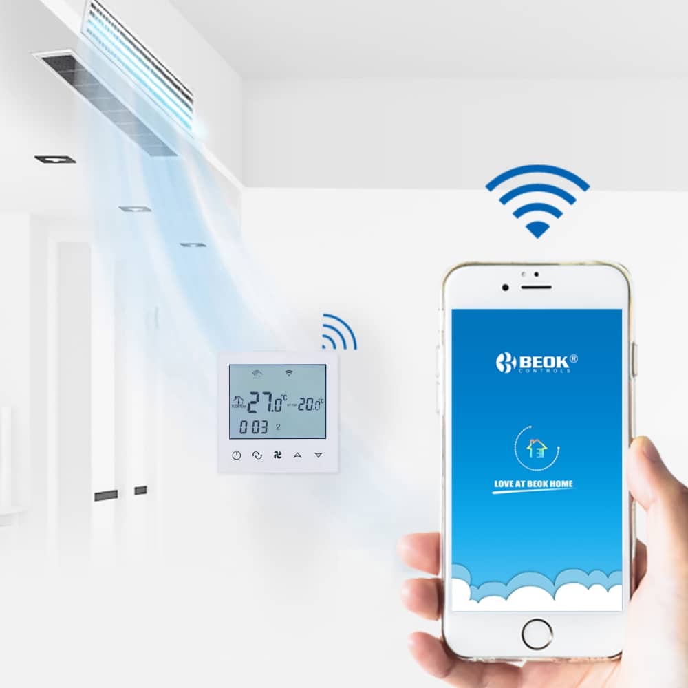 Vezetékes Légkondicionáló Termosztát BeOk TDS21WIFI-AC2, Mobiltelefon-vezérlés, Kompatibilis a HVAC — imaginea 4