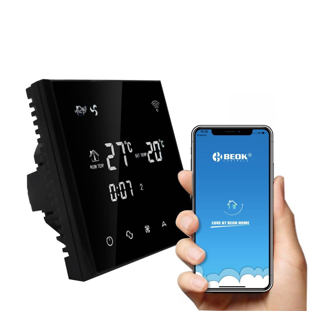 Vezetékes Légkondicionáló Termosztát BeOk TGT70WIFI-AC2, Mobiltelefon-vezérlés, Kompatibilis a HVAC rendszerekke — imaginea 2