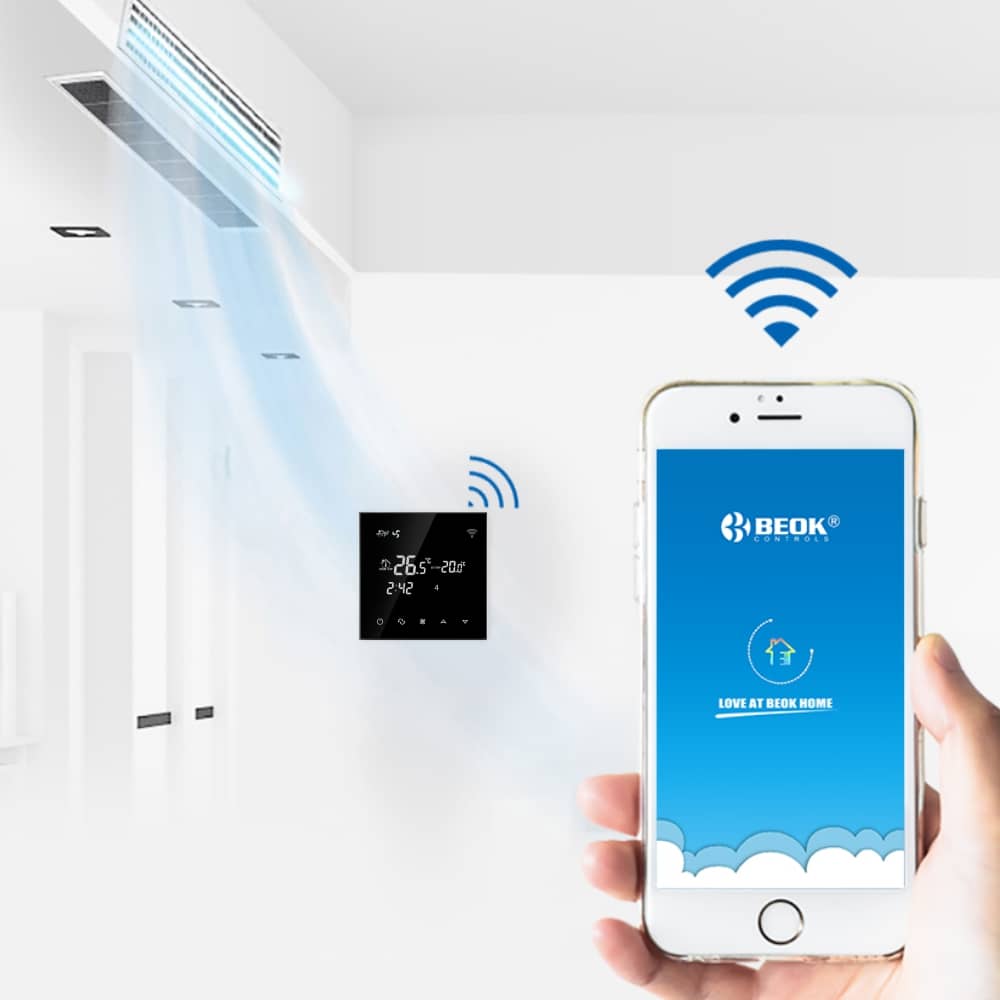Vezetékes Légkondicionáló Termosztát BeOk TGT70WIFI-AC2, Mobiltelefon-vezérlés, Kompatibilis a HVAC rendszerekke — imaginea 6
