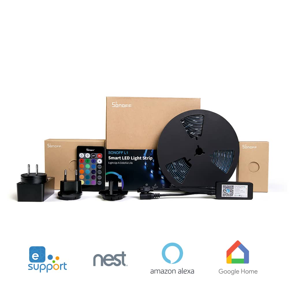 Vezeték Nélküli Intelligens Led Szalag Rgb Sonoff L1, 5 M Hosszú, Távirányítóval együtt, Hangvezérlés, Mobiltelefon-vezérlés — imaginea 5