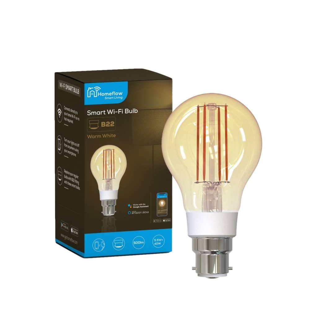 Intelligens LED Vezeték Nélküli Homeflow B-5008, B22, 5.5W (40W), 500lm, Tompítható, Izzólámpa, Meleg fény, Mobiltelefon vezérlés — imaginea 2