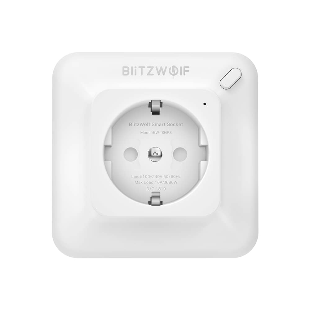 Okos Konnektor Blitzwolf BW-SHP8, 3680W, 16A, Fogyasztásfigyelés, Alexa, Google és IFTTT kompatibilis, Fehér — imaginea 1