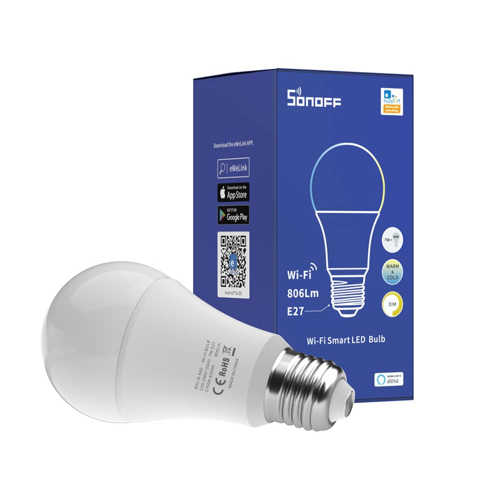 Intelligens Izzó Sonoff LED B02-B-A60, Meleg / hideg fény, Teljesítmény 9W, 806 LM, Alkalmazásvezérlés — imaginea 4