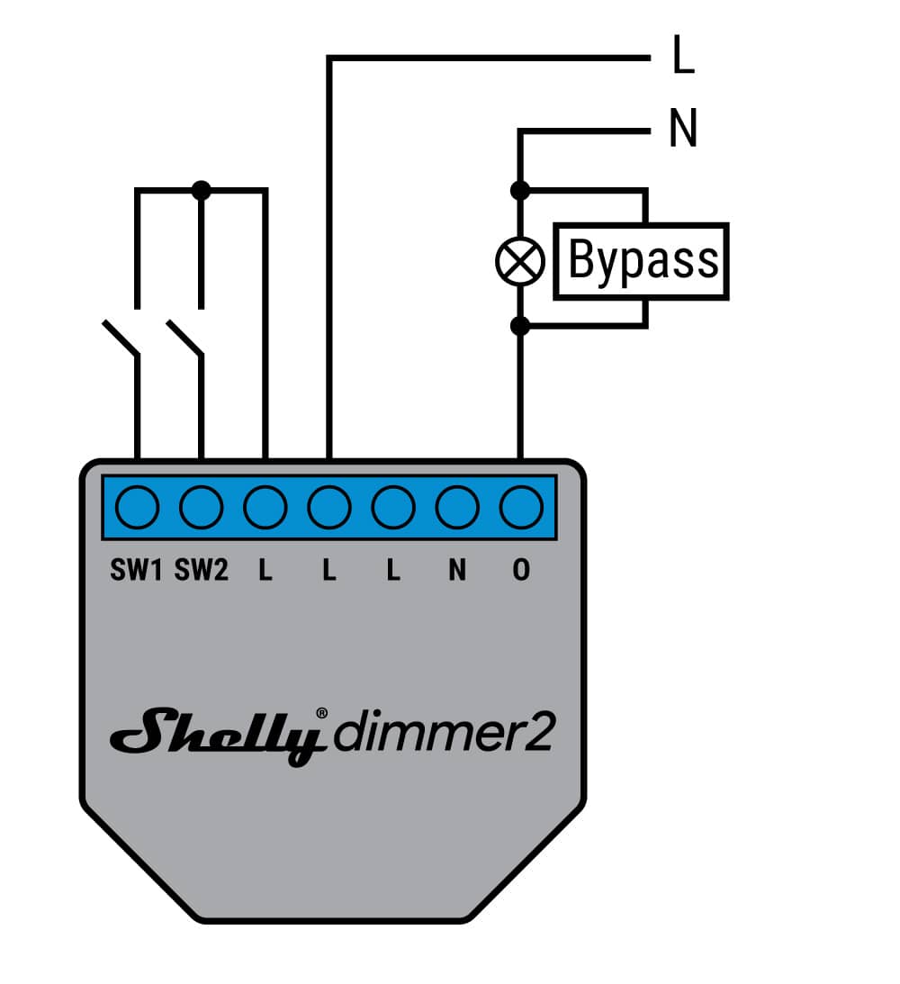 Bypass Shelly, Kompatibilis a Shelly 1L & Dimmer 2-vel — imaginea 3