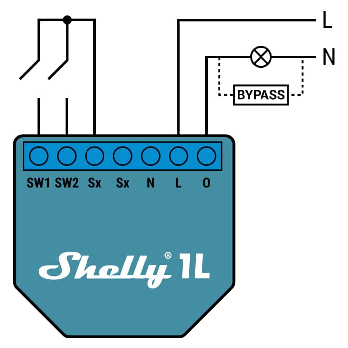 Bypass Shelly, Kompatibilis a Shelly 1L & Dimmer 2-vel — imaginea 2