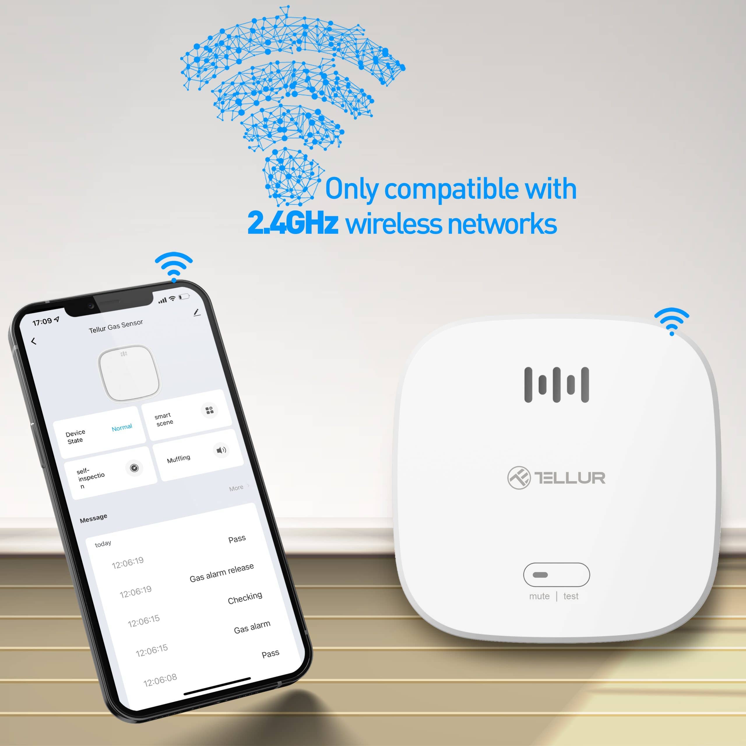 Füstérzékelő Tellur, Wi-Fi, 2.4 Ghz, Jelzőfény, Riasztás, Értesítés — imaginea 7