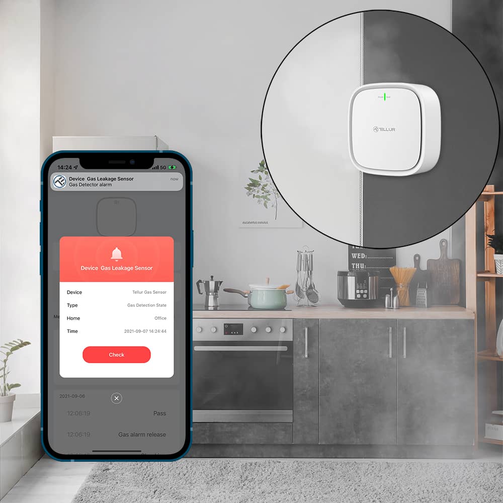 Füstérzékelő Tellur, Wi-Fi, 2.4 Ghz, Jelzőfény, Riasztás, Értesítés — imaginea 9