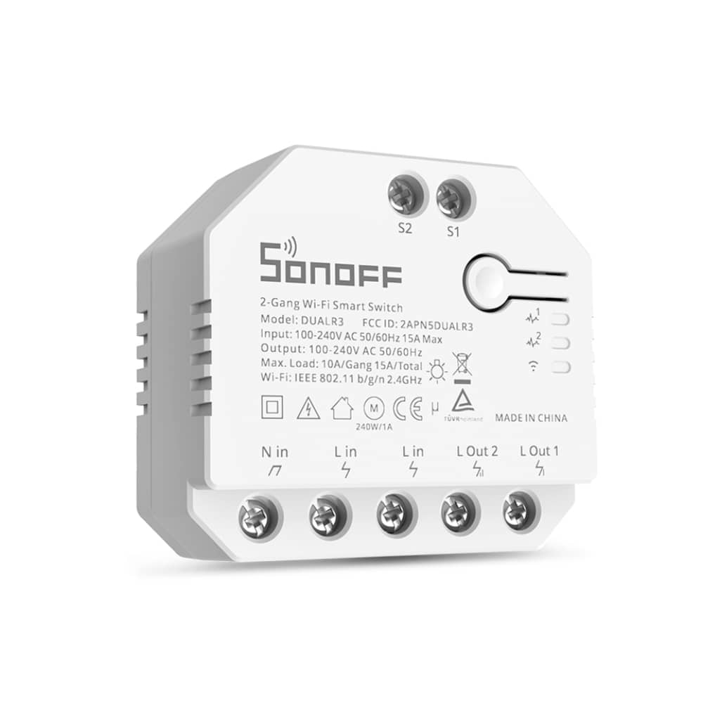 Sonoff Dual R3 Relé 2 csatorna, Programozás, Wi-Fi 2,4 GHz, Energiamérő — imaginea 2