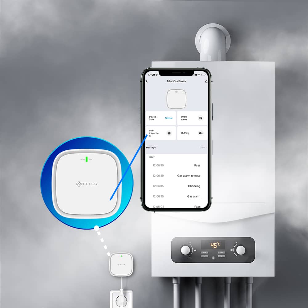 Gázérzékelő TELLUR, Wi-Fi, 2,4 GHz, Riasztó, Értesítések TLL331291 — imaginea 6