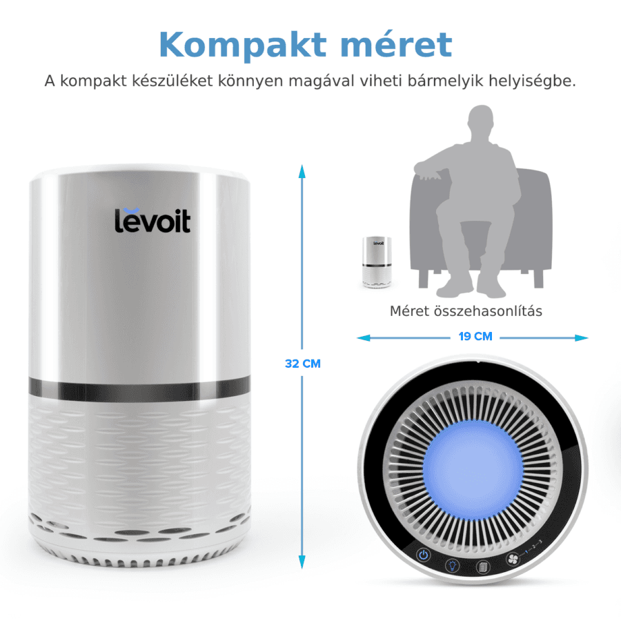 Levoit Légtisztító LV-H132, True HEPA szűrő, 99,97%-os szűrés, 100% ozonmentes, 15 m², Érintőképernyő, Tartalék szűrőkészlet — imaginea 9