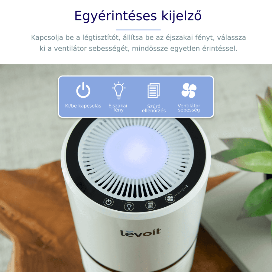 Levoit Légtisztító LV-H132, True HEPA szűrő, 99,97%-os szűrés, 100% ozonmentes, 15 m², Érintőképernyő, Tartalék szűrőkészlet — imaginea 4