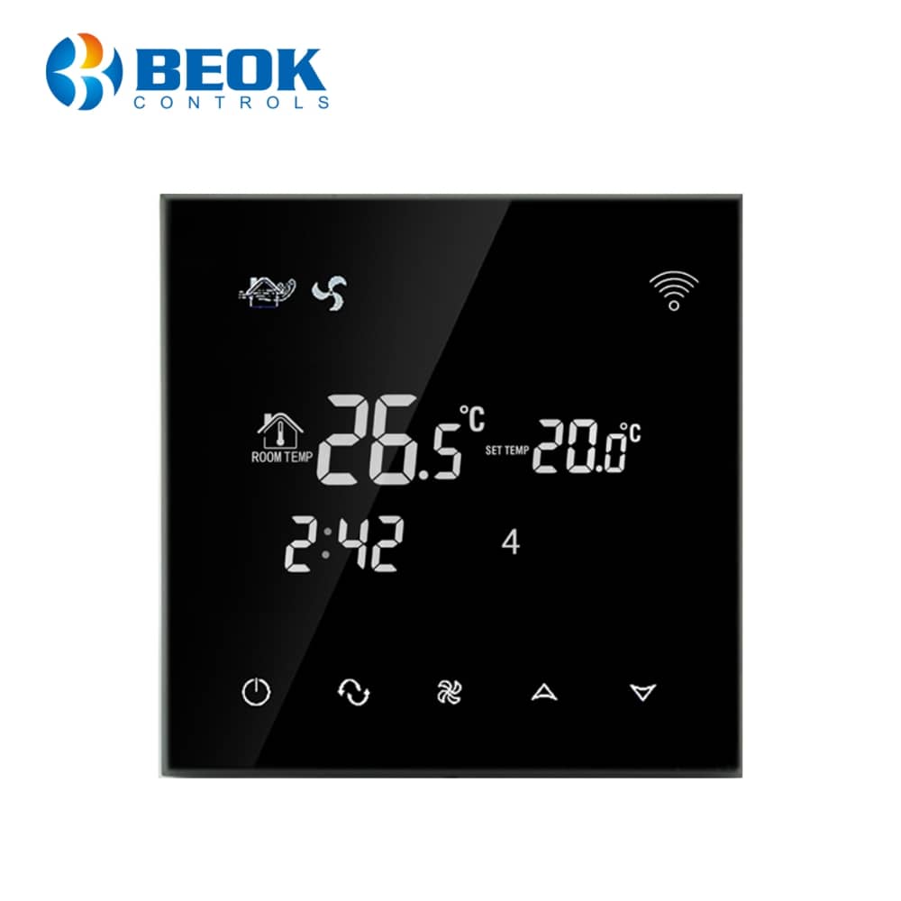 Vezetékes Légkondicionáló Termosztát BeOk TGT70WIFI-AC2, Mobiltelefon-vezérlés, Kompatibilis a HVAC rendszerekke — imaginea 1