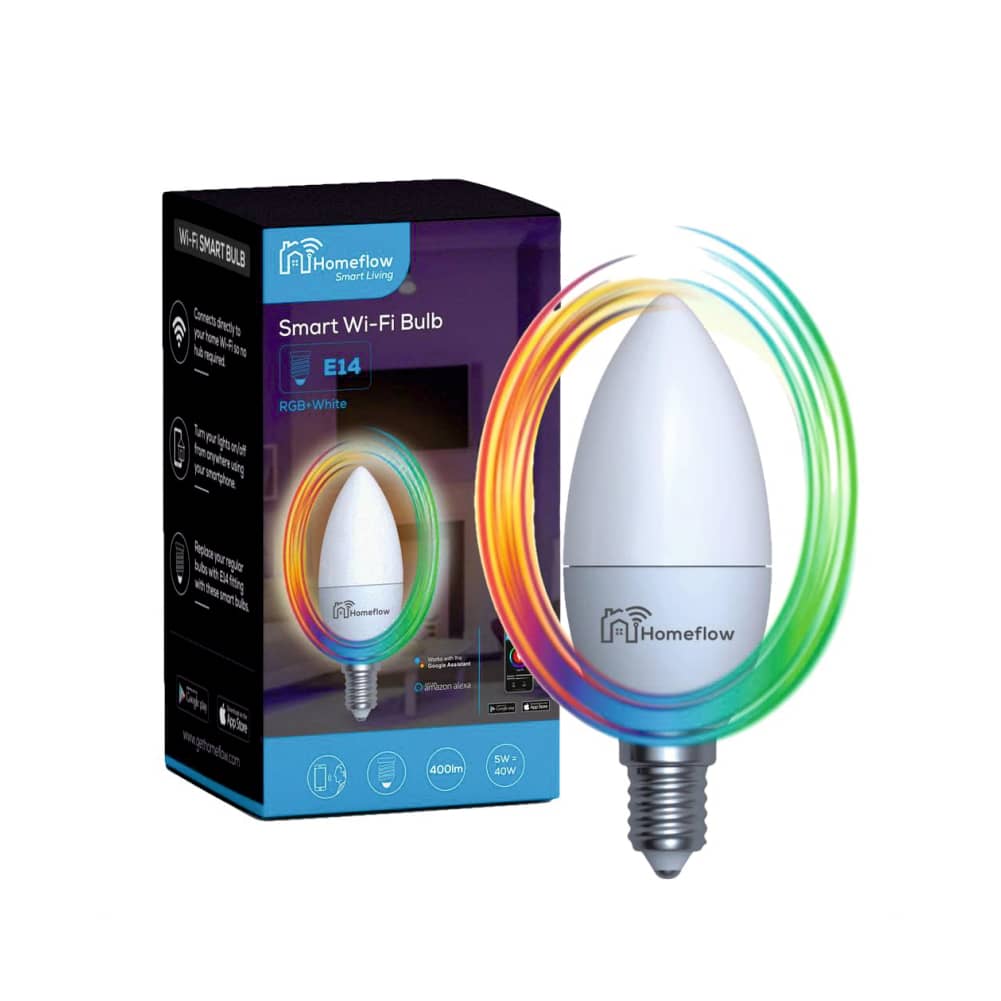 Intelligens Vezeték Nélküli LED Homeflow B-5004, E14, 5W (40W), 400lm, Tompítható, RGB, Mobiltelefon-vezérlés — imaginea 3