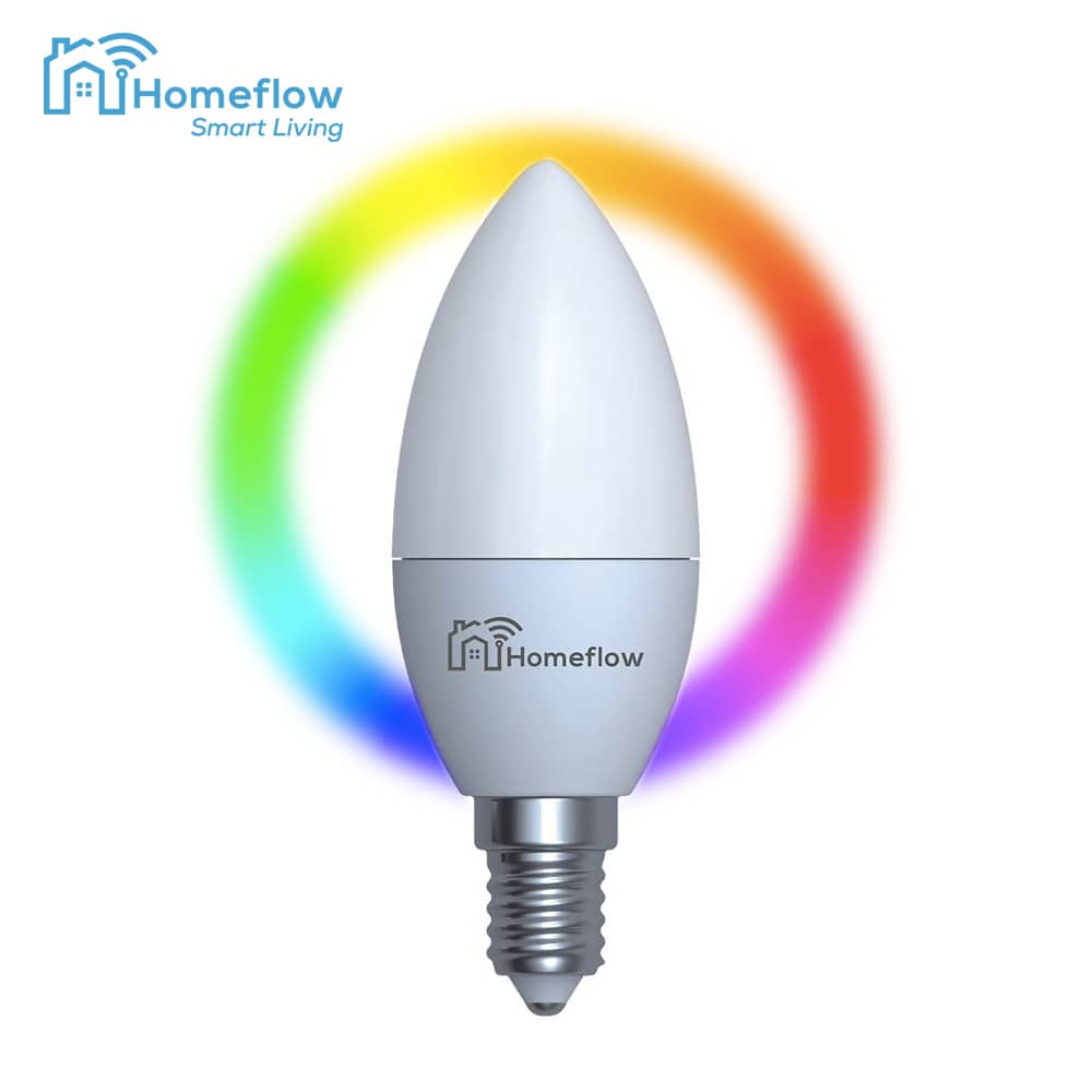 Intelligens Vezeték Nélküli LED Homeflow B-5004, E14, 5W (40W), 400lm, Tompítható, RGB, Mobiltelefon-vezérlés — imaginea 1