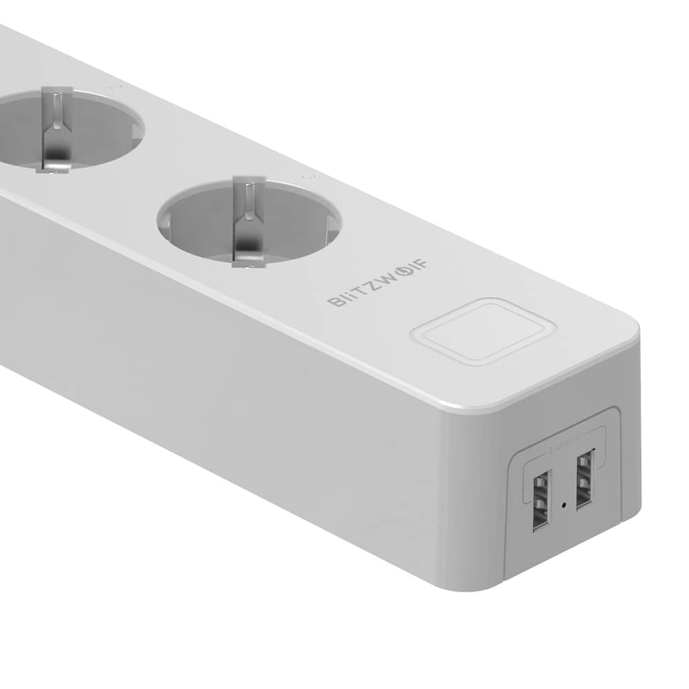 Okos Hosszabbító Blitzwolf BW-SHP9 , 3 Aljzat és 2 USB port, 3300W, 15A, Kompatibilis az Alexa és A Google Home-val , Fehér, Mobiltelefon vezérlés — imaginea 3
