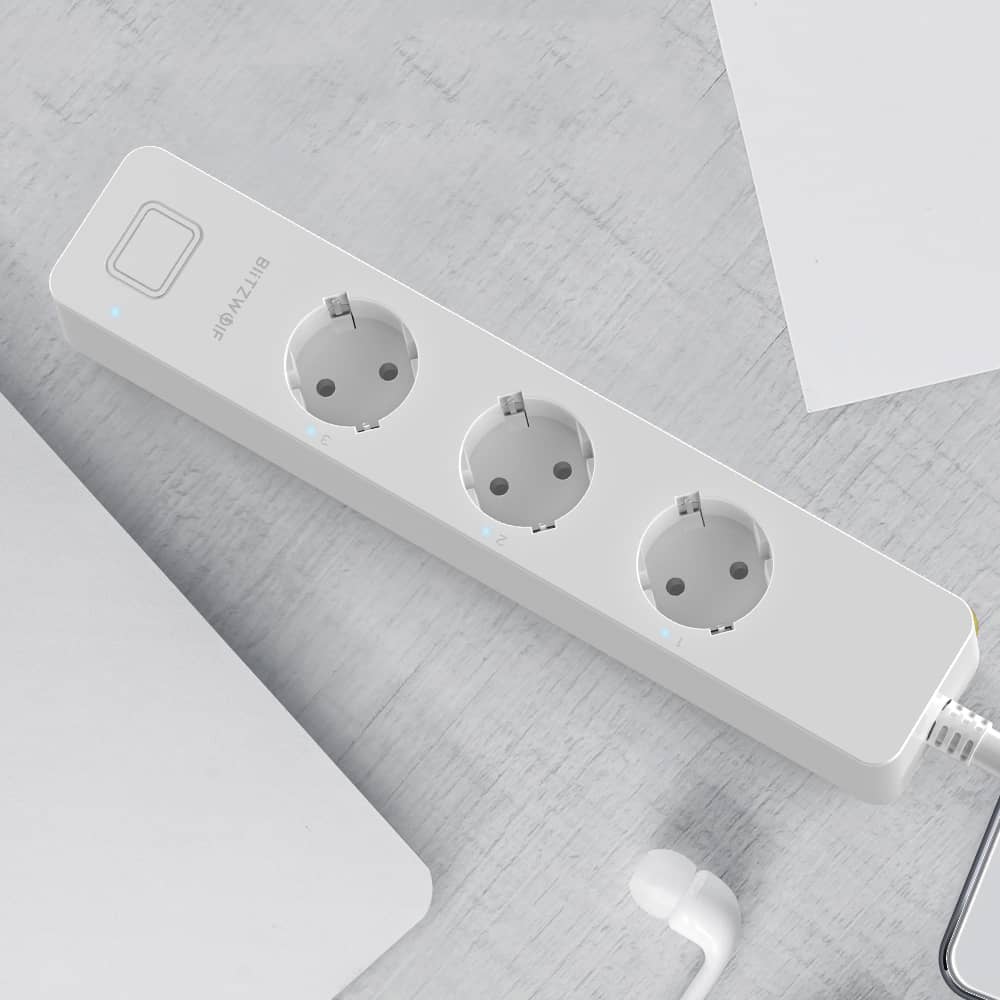 Okos Hosszabbító Blitzwolf BW-SHP9 , 3 Aljzat és 2 USB port, 3300W, 15A, Kompatibilis az Alexa és A Google Home-val , Fehér, Mobiltelefon vezérlés — imaginea 4