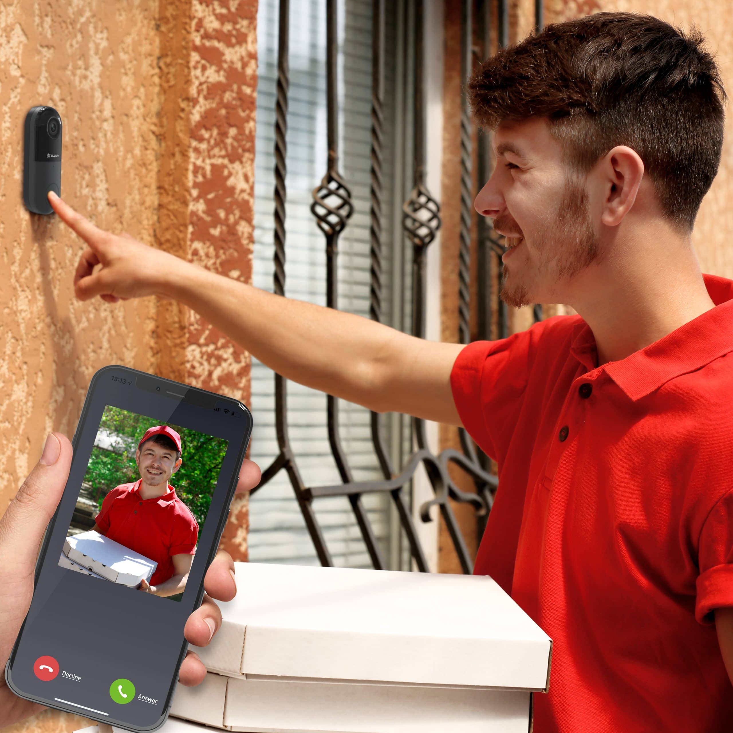 Videó Kaputelefon Vezetékes TELLUR, 1080P, Infravörös 130°, Wi-Fi, microSD foglalat — imaginea 12