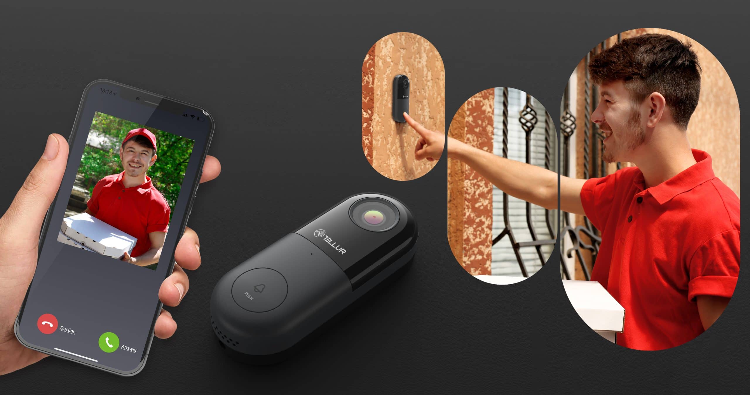 Videó Kaputelefon Vezetékes TELLUR, 1080P, Infravörös 130°, Wi-Fi, microSD foglalat — imaginea 13