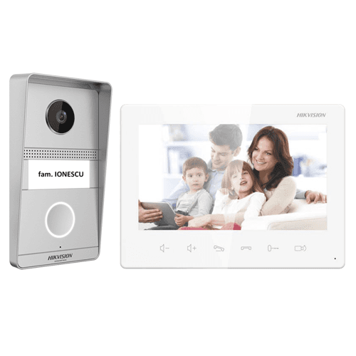 Analóg Kaputelefon Készlet HikVision DS-KIS101-P(S), 7 hüvelykes kijelző, 2 MP kamera, IR távolság 2 méter — imaginea 1