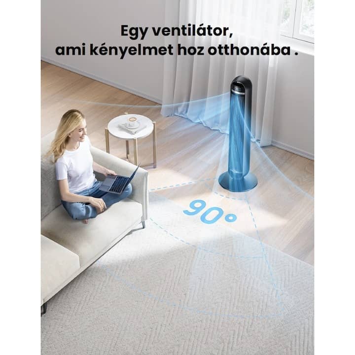 Toronyventilátor Dreo, Nomad DR-HTF014, 4 Üzemmód, 8 Sebességfokozat és 8 órás időzítő, 90°-os oszcillálás, 25 dB, Fekete — imaginea 5