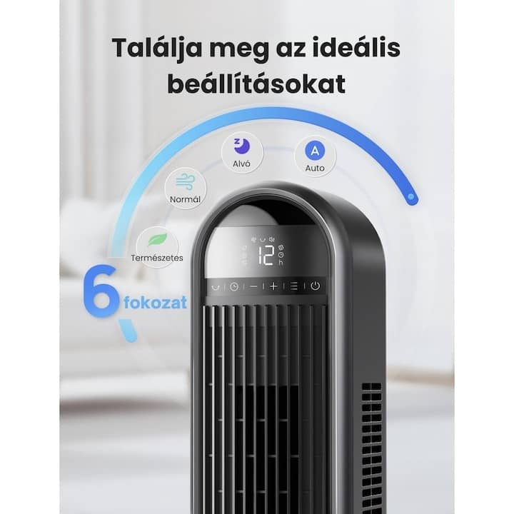 Toronyventilátor DREO Cruiser DR-HTF019, 6 sebességfokozat, 4 funkció, 106 cm, HyperSilent 30 dB, 90°-os oszcilláció, Távirányítóval, Fekete — imaginea 6