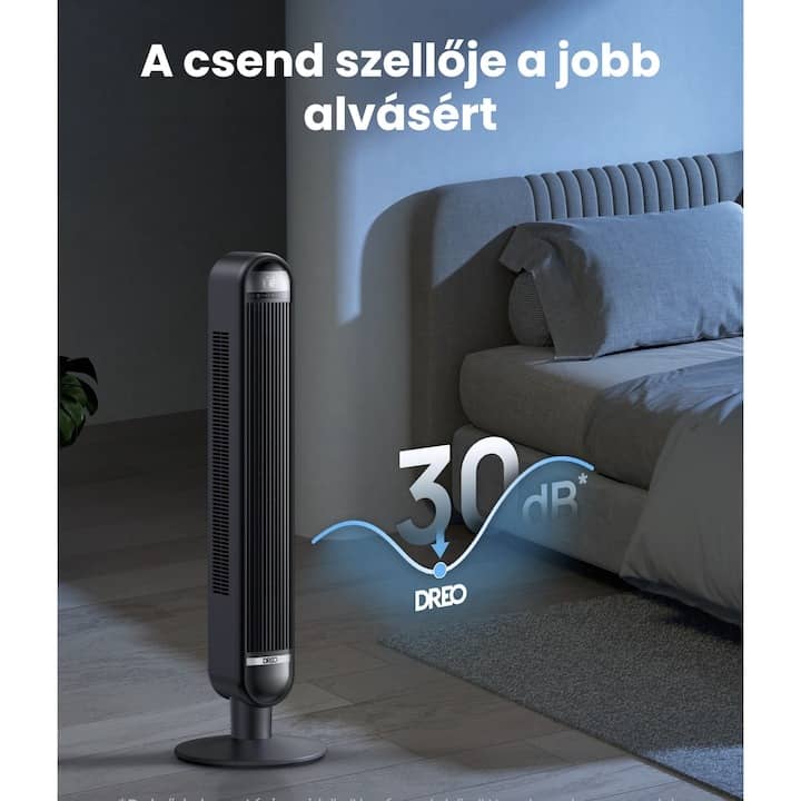 Toronyventilátor DREO Cruiser DR-HTF019, 6 sebességfokozat, 4 funkció, 106 cm, HyperSilent 30 dB, 90°-os oszcilláció, Távirányítóval, Fekete — imaginea 5