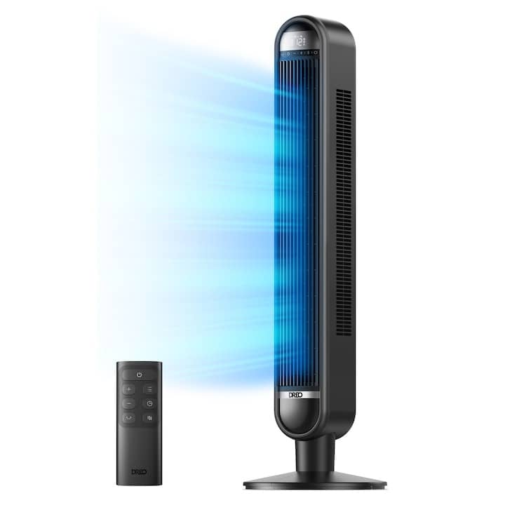 Toronyventilátor DREO Cruiser DR-HTF019, 6 sebességfokozat, 4 funkció, 106 cm, HyperSilent 30 dB, 90°-os oszcilláció, Távirányítóval, Fekete — imaginea 1