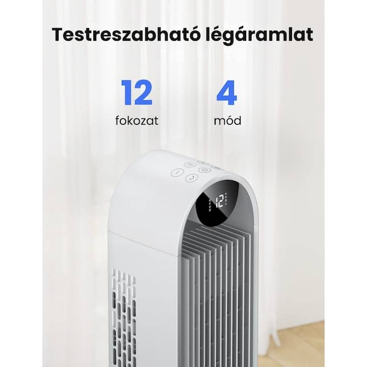 Okos Wi-Fi Toronyventilátor Dreo, Pilot Max S, Akár 8, 2 M/s Légsebesség, 12 Sebességfokozat, 4 Üzemmód és Állítható Oszcilláció, Ultracsendes működés, Fehér — imaginea 5