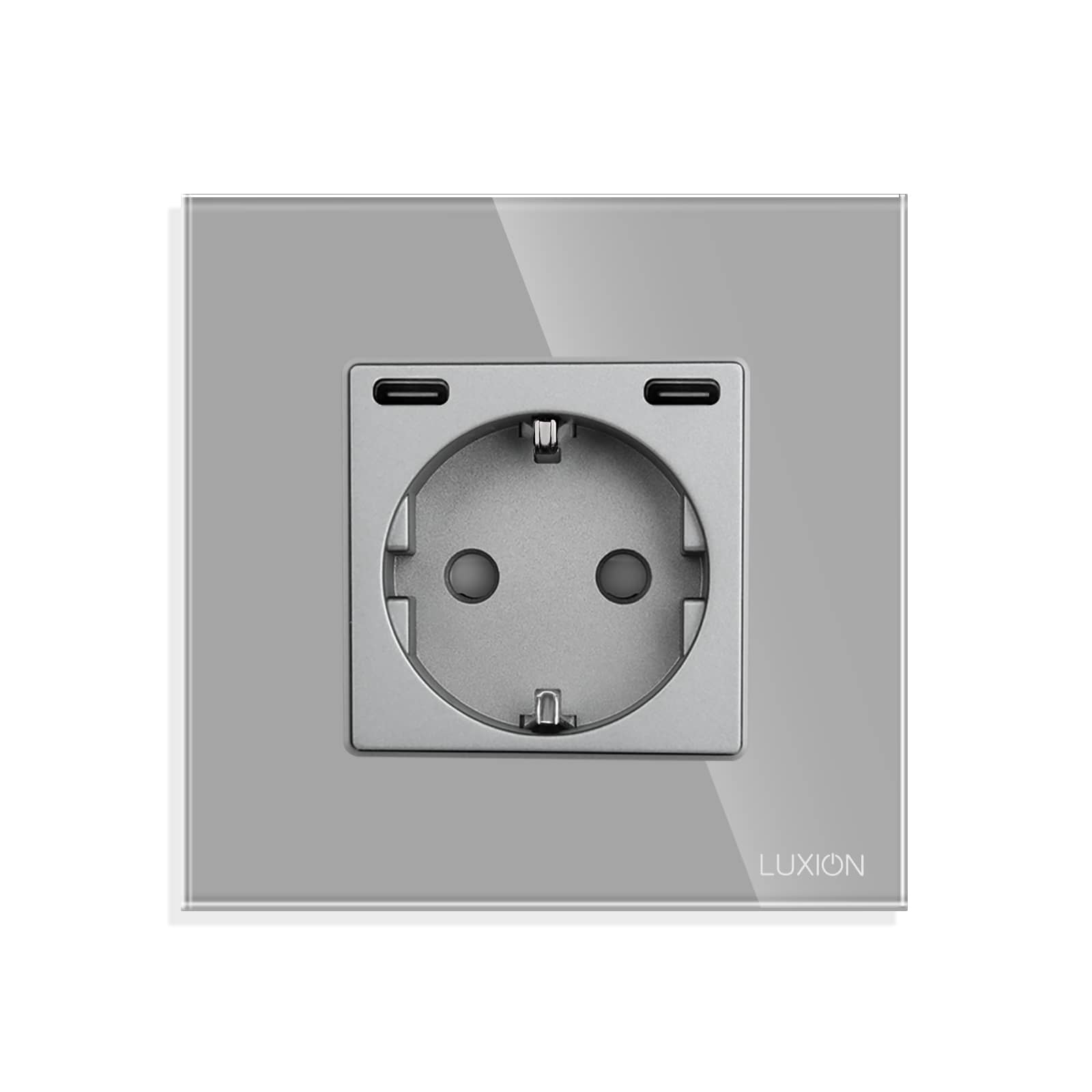 LUXION 20W Fast Charge Aljzat – USB-C+C , Konnektor + Töltőaljzat Üvegkerettel