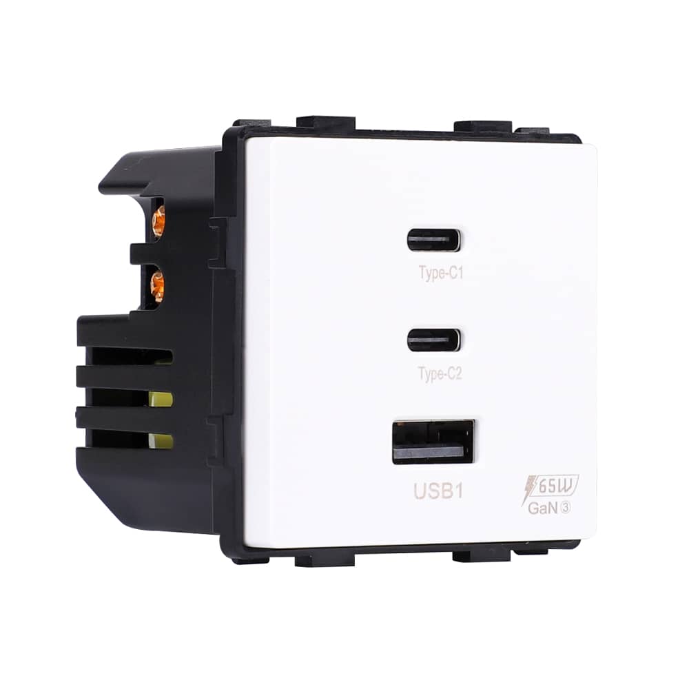 LUXION 65 W-os Fast Charge, Gyorstöltő Aljzat – USB-A + 2 × USB-C, Modul, Dugaj, Keret nélkül — imaginea 2