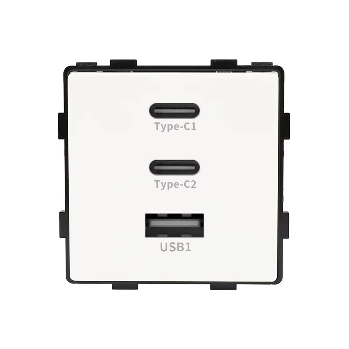 LUXION 65 W-os Fast Charge, Gyorstöltő Aljzat – USB-A + 2 × USB-C, Modul, Dugaj, Keret nélkül — imaginea 1